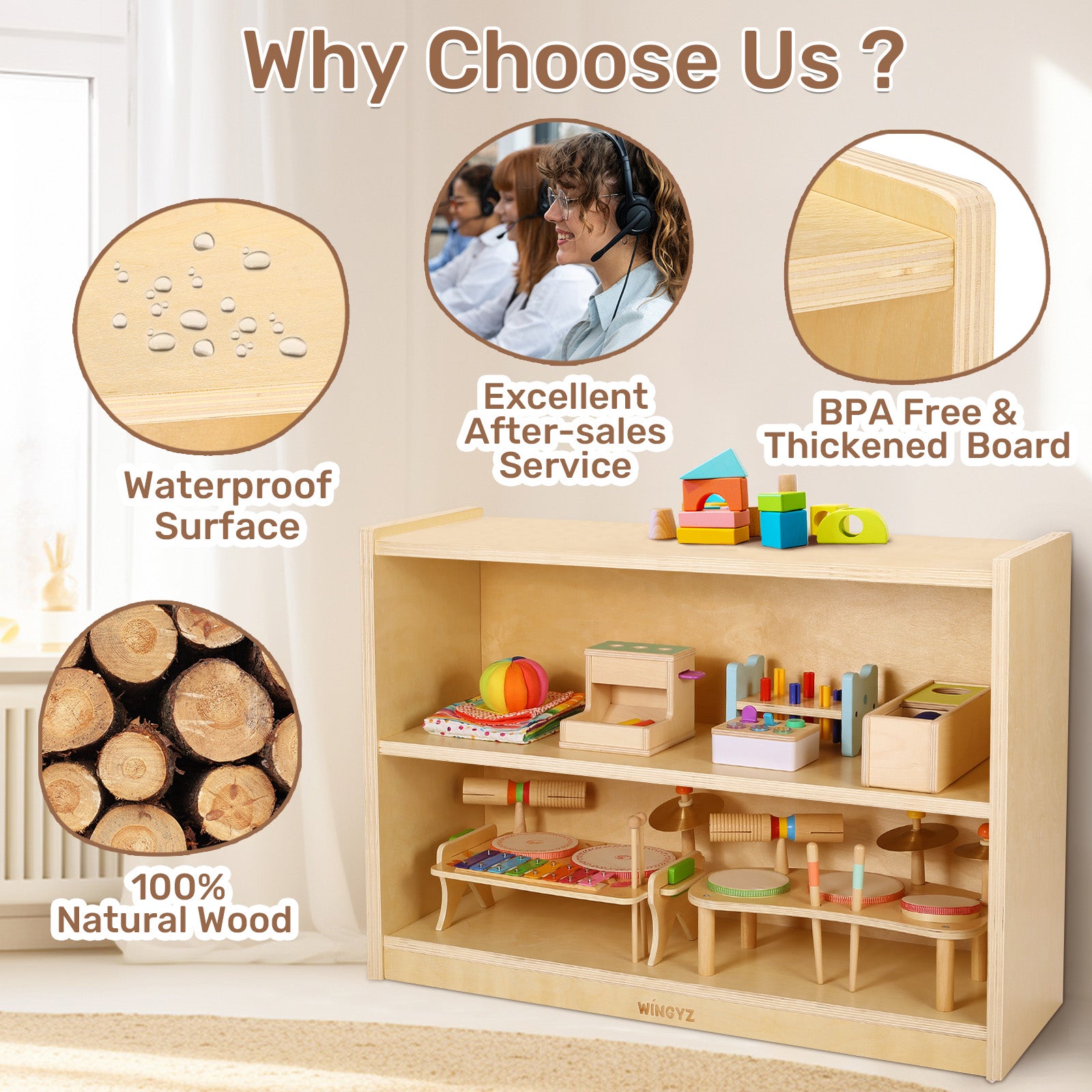 WINGYZ 2-Tier Wooden Storage Cabinet