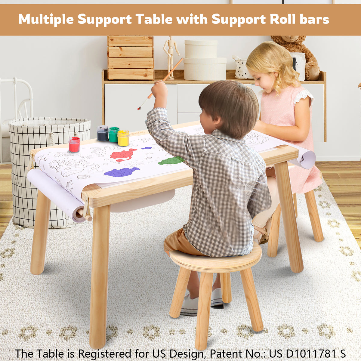 WINGYZ Sensory Table for Toddlers, Kids Table with 3 Storage Bins FSC Safe Sand Water Table Graffiti Tabletop, Kids Art Table with Paper Holder, Toddler Activity Table for Play Study Storage 1-8 Gifts
