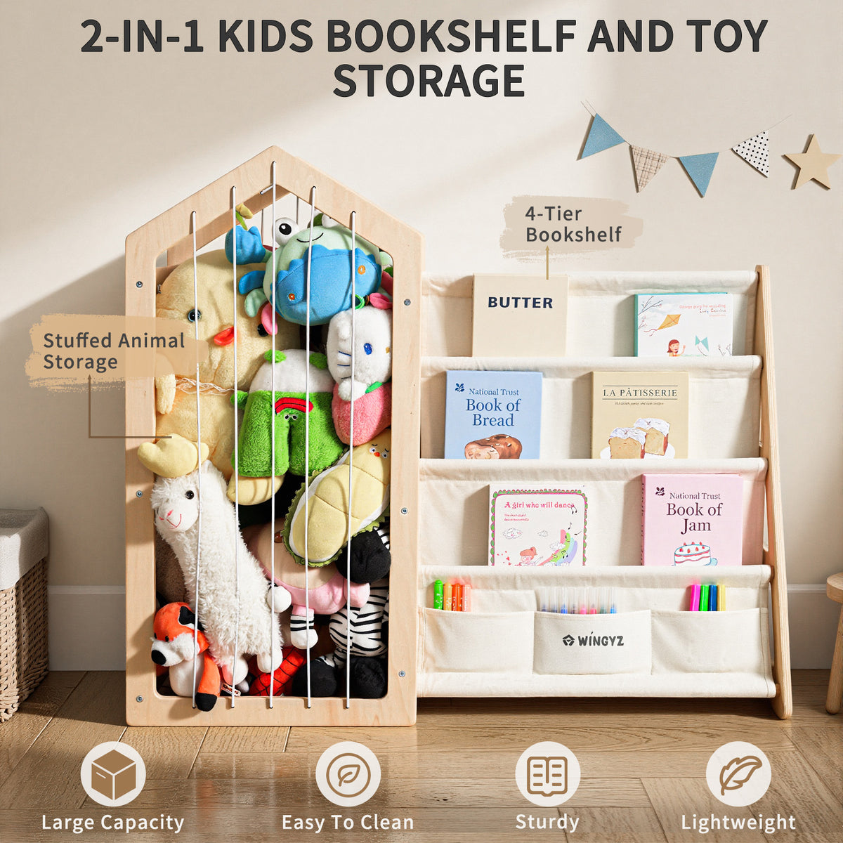 WINGYZ Toy Storage Organizer & Kids Bookshelf