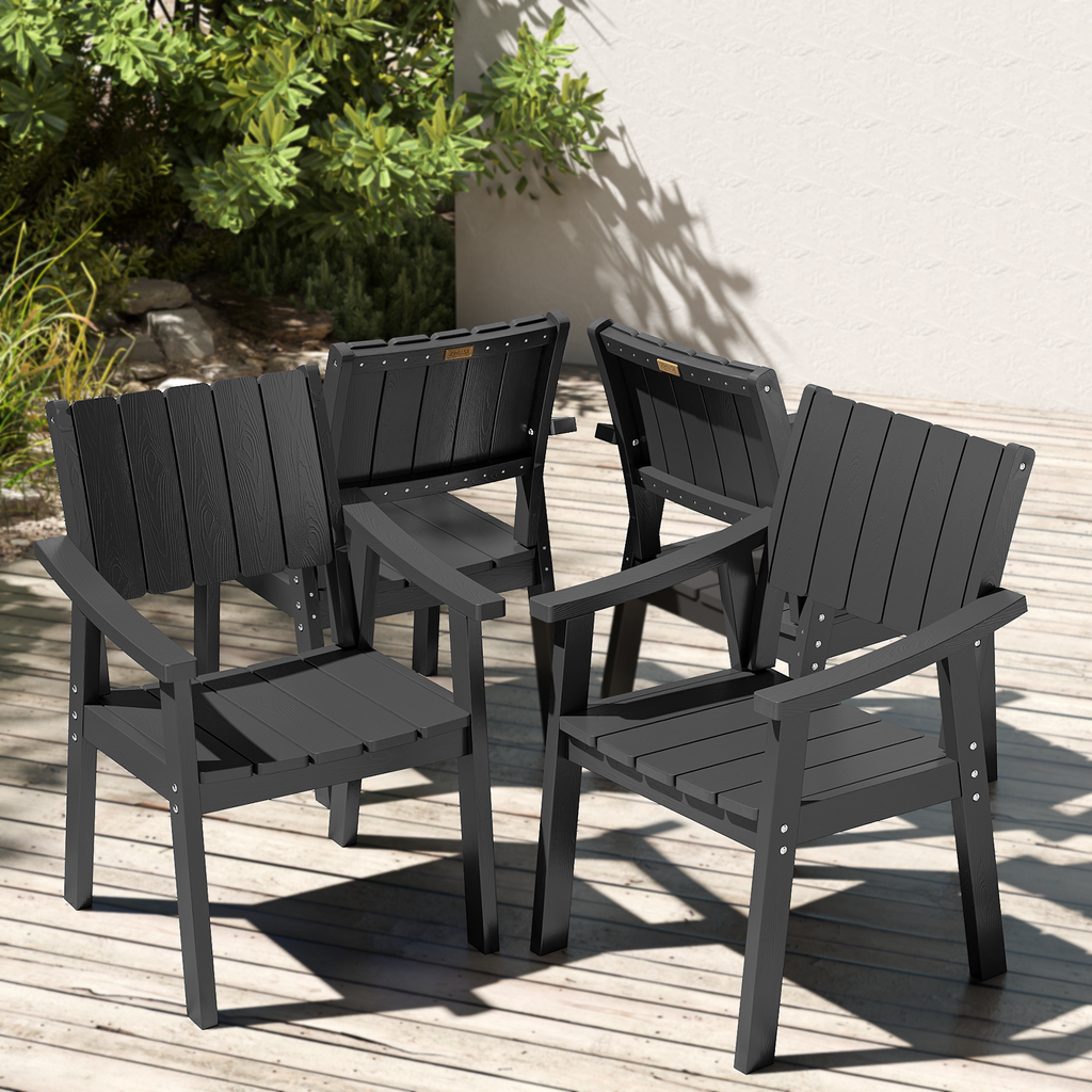 Wingyz Outside Dining Armchairs Set of 4 Patio Chairs for Outdoor Porch Lawn Garden Backyard, Black