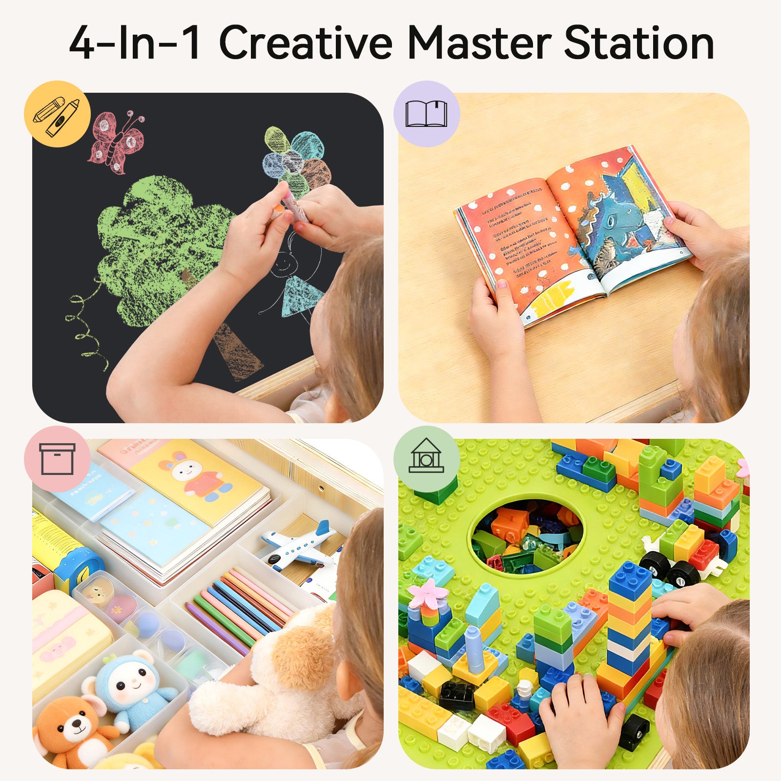 WINGYZ 4-in-1 Wooden Toddler Activity Table