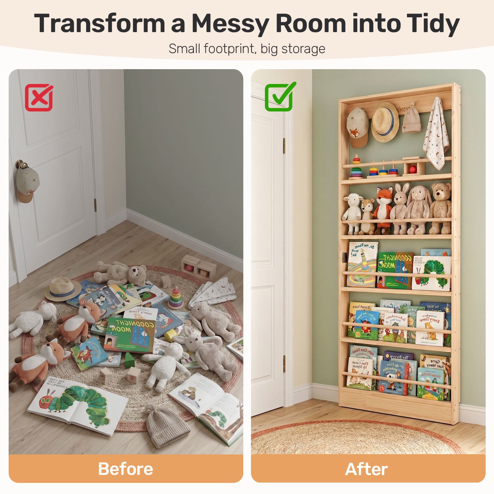 WINGYZ Behind-The-Door Kids Bookshelf