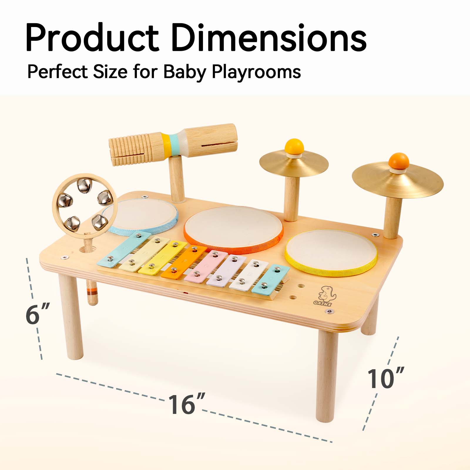 OATHX Kids Drum Set, Montessori Musical Instruments for Toddlers 1-3, Wooden Musical Toys for Baby, Preschool Educational Xylophone Drum Kit