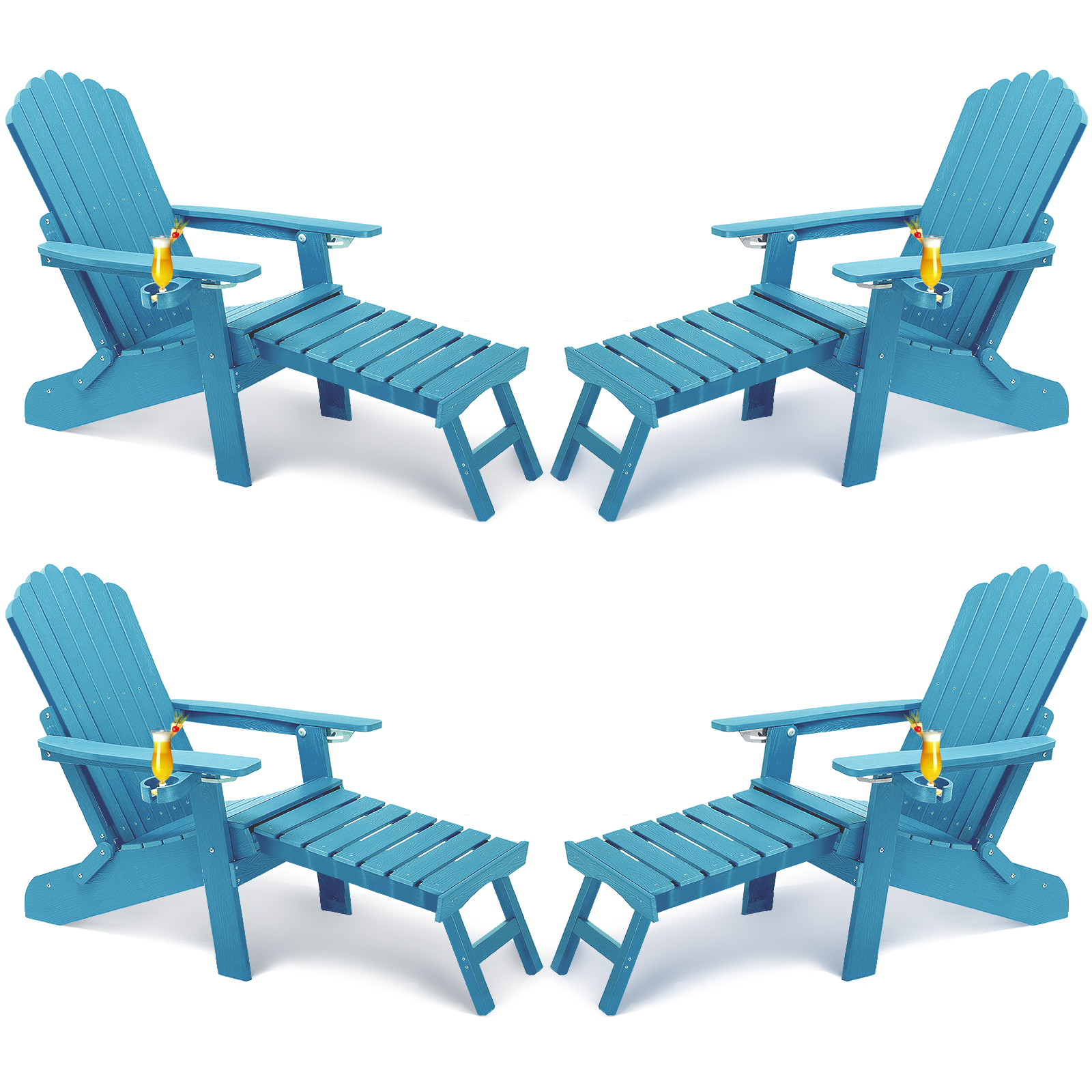 Wingyz Outdoor Adirondack Chair with Footrest, Folding Adjustable Patio Chairs for Outside Lawn Lawn Balcony