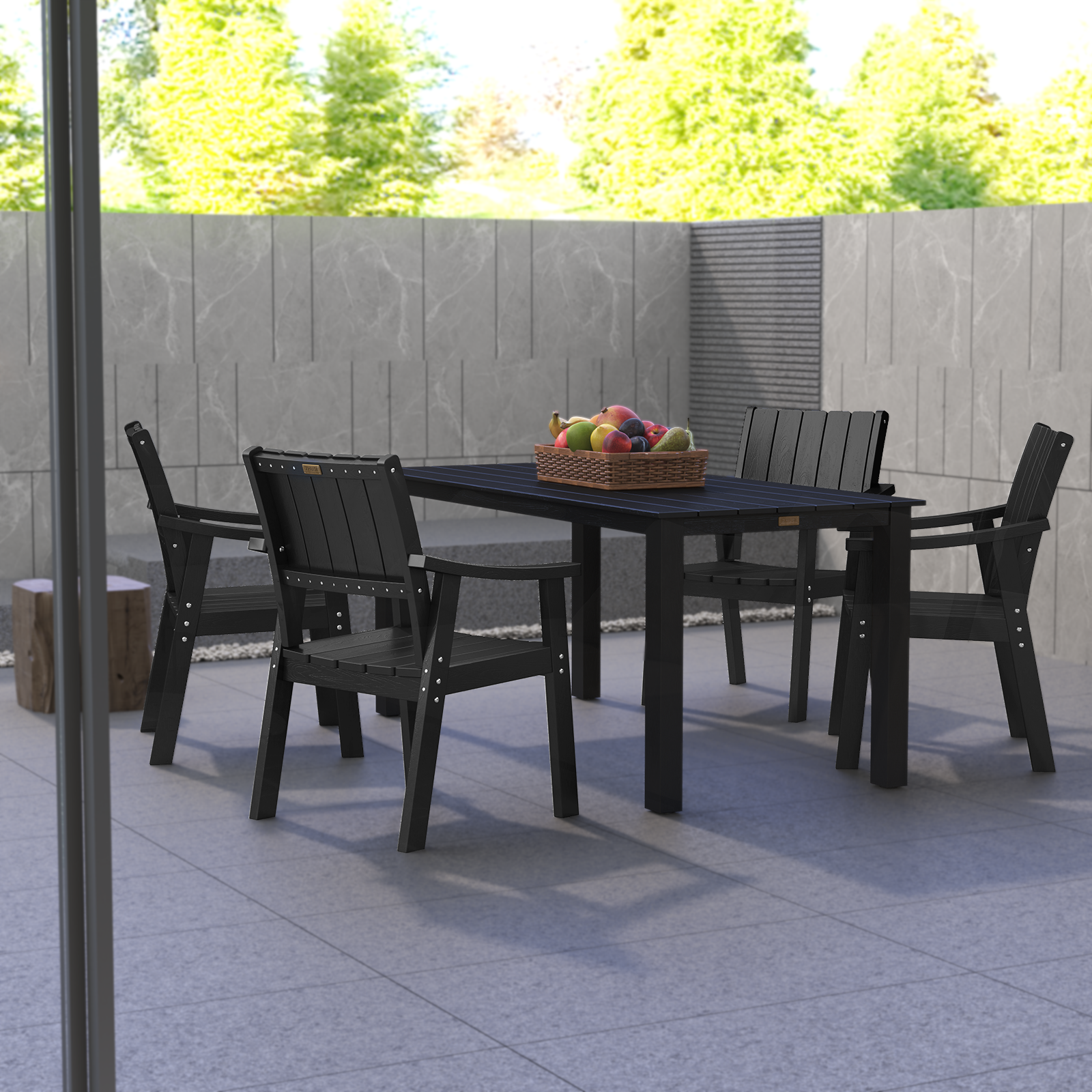 Wingyz Outside Dining Armchairs Set of 4 Patio Chairs for Outdoor Porch Lawn Garden Backyard, Black