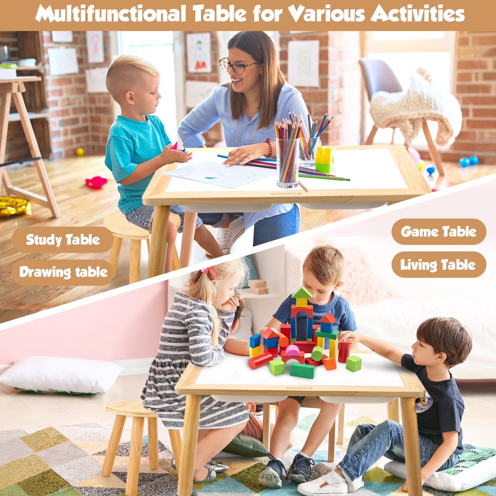 WINGYZ 3-in-1 Kids Sensory Table & Chair Set