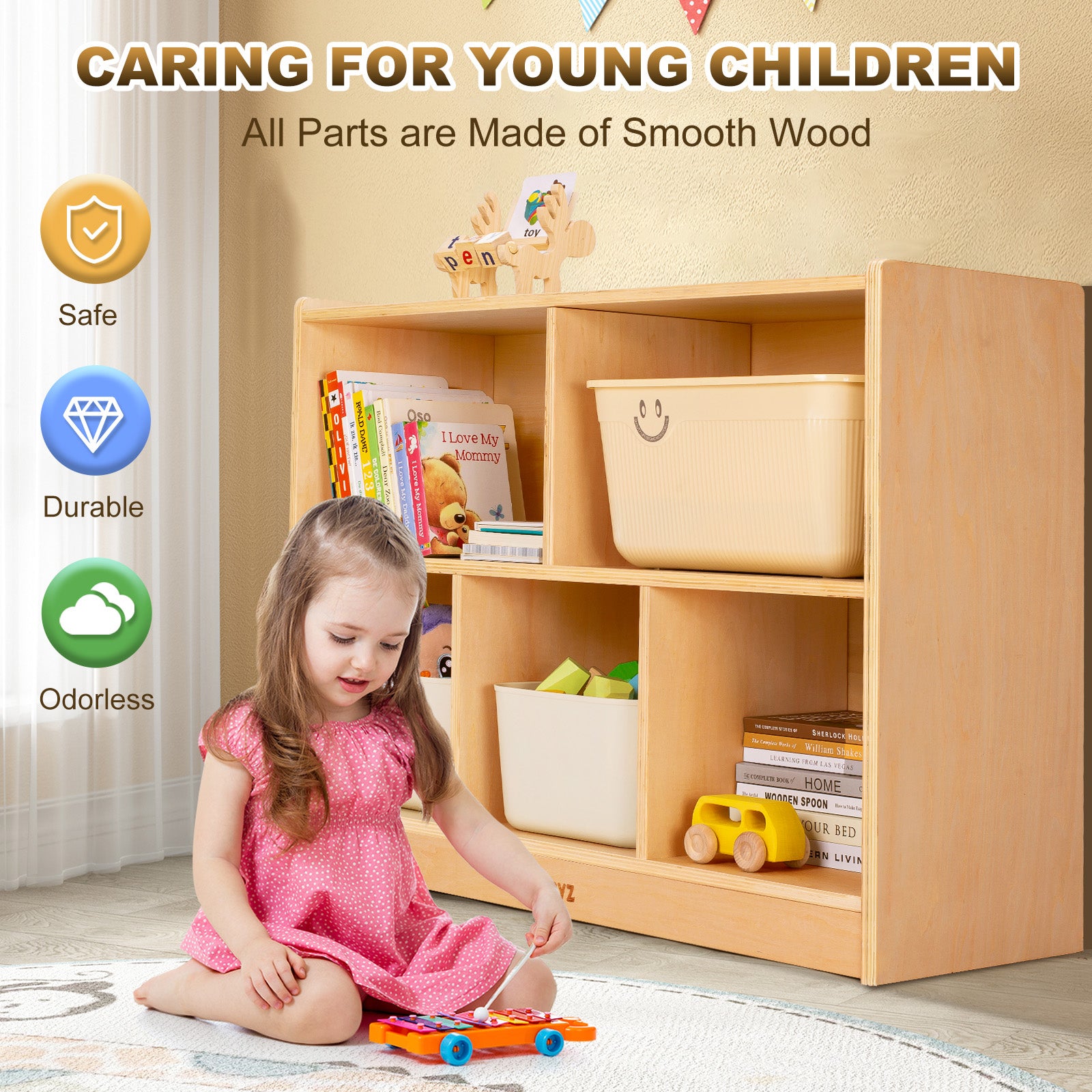 WINGYZ 5-Section Wooden Cabinet - 35.4" L
