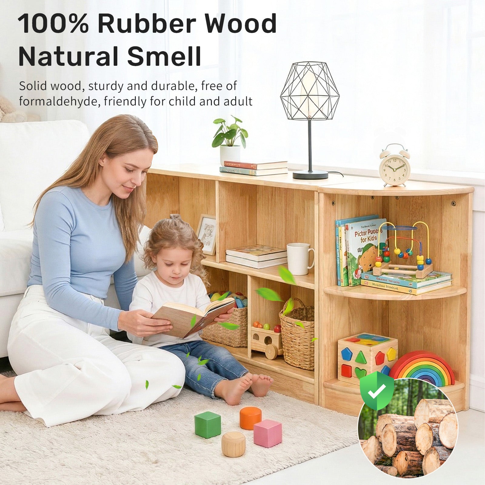 WINGYZ 2-Tier Rubber Wood Corner Cabinet