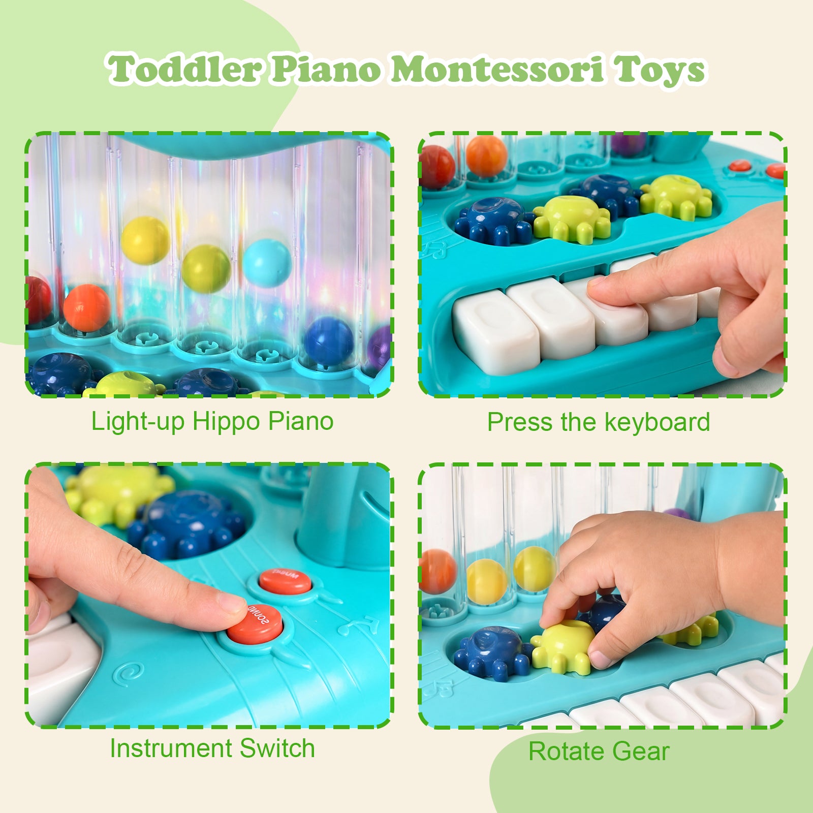 OATHX Baby Piano Toy Keyboard with Songs Sounds Lights Keyboard Toys Frog Musical Instrument for Toddlers Infant Preschoolers
