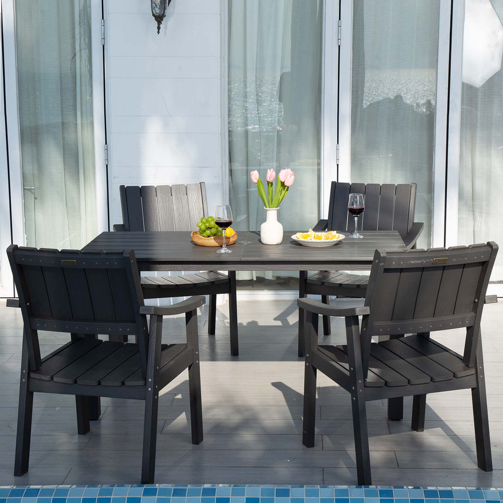 Wingyz Dining Table Set for 4 with Chairs,5 Piece Outdoor Furniture for Weather Patio Lawn Garden Backyard,Wood Color