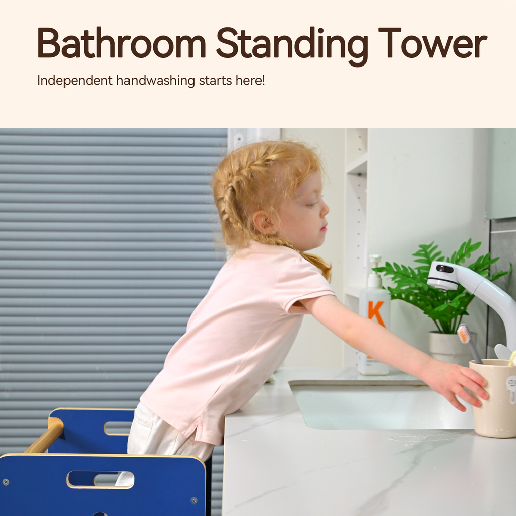 Sweet Time Kitchen Toddlers Step Stool, Montessori Kids Learning Table, Toddler Tower for Counter, Wooden Standing Helper for Children, 3 Adjustable Heights