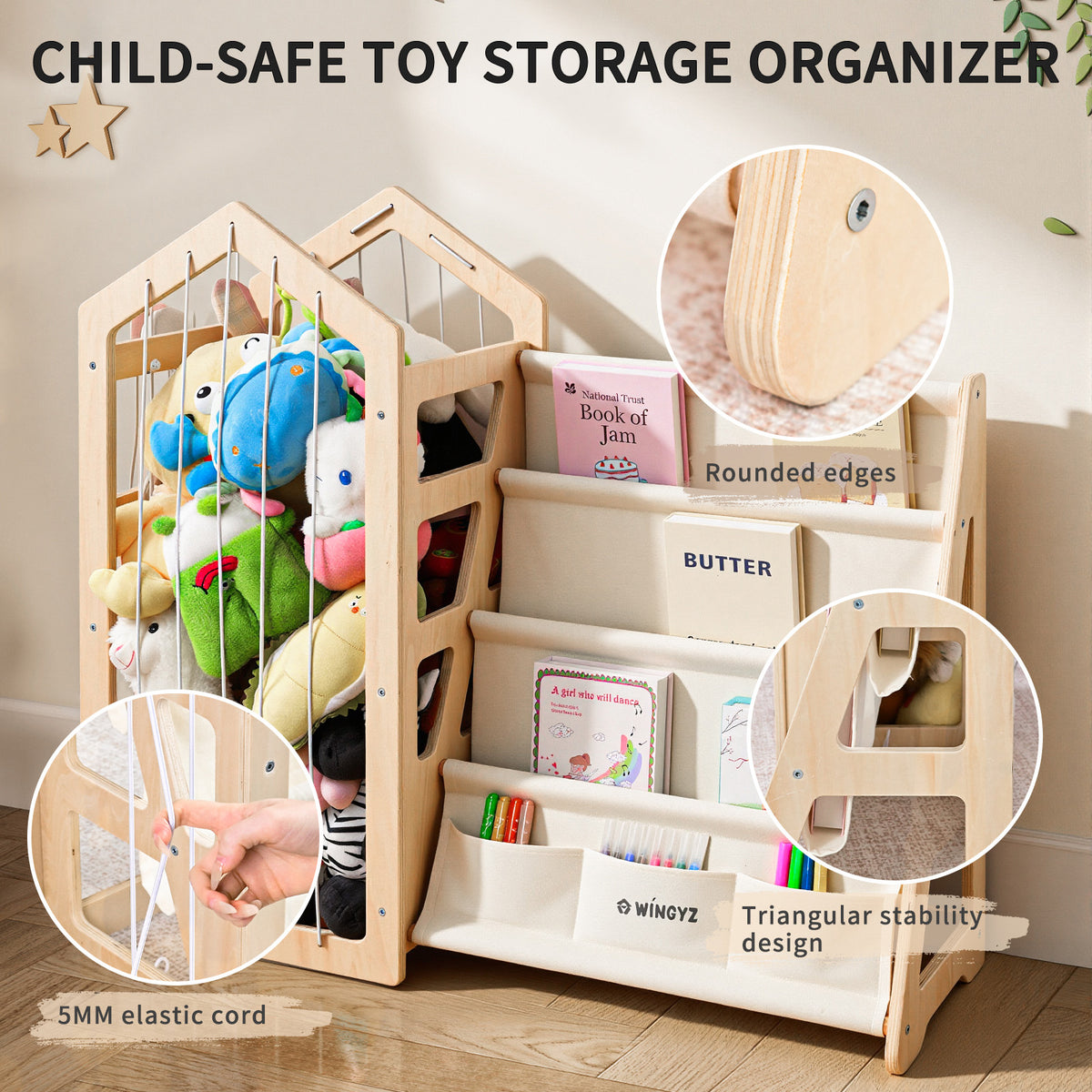 WINGYZ Toy Storage Organizer & Kids Bookshelf