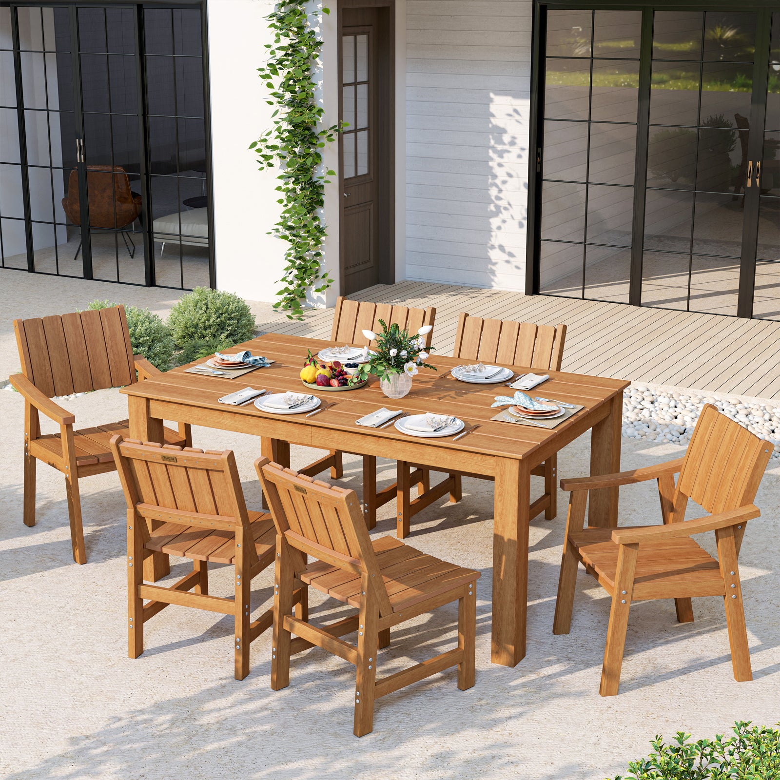 Wingyz 7 Piece Patio Dining Set,Dining Table Set for 6 with Chairs Outdoor Furniture for Lawn Garden