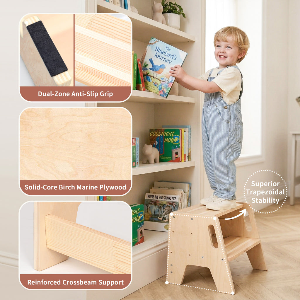 WINGYZ 3-Height Adjustable Wooden Step Stool