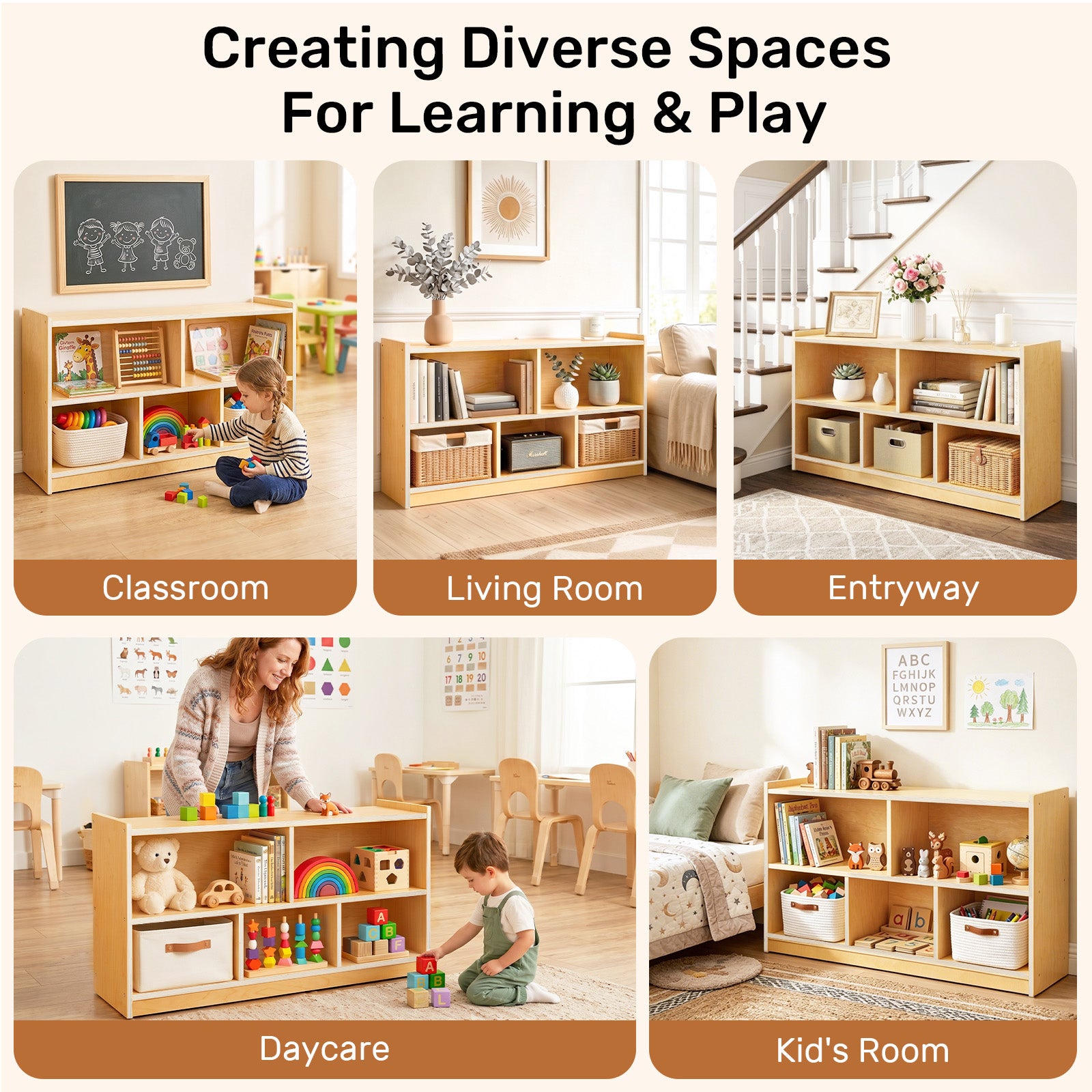 WINGYZ 5-Section Wooden Bookshelf