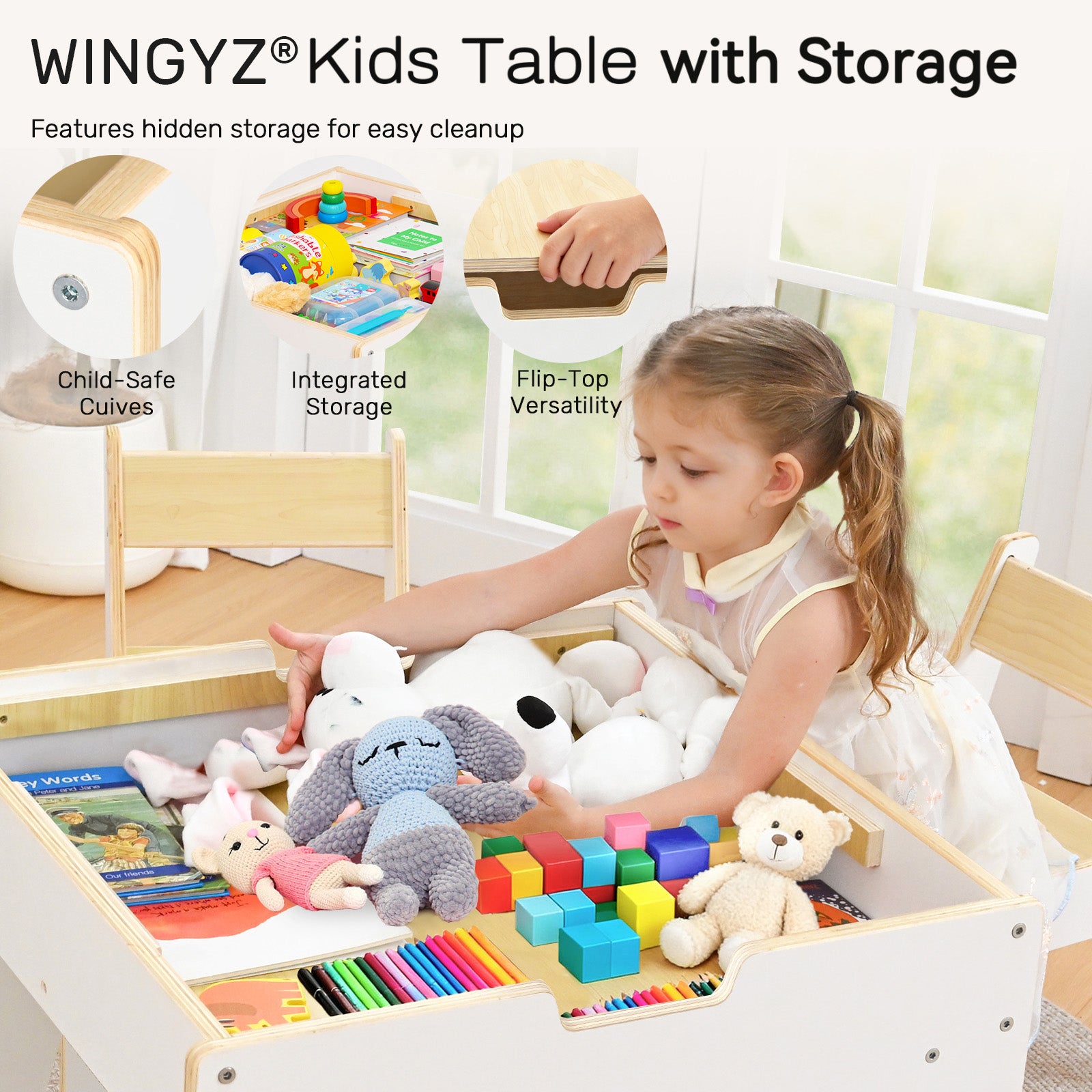 WINGYZ 4-in-1 Wooden Toddler Activity Table