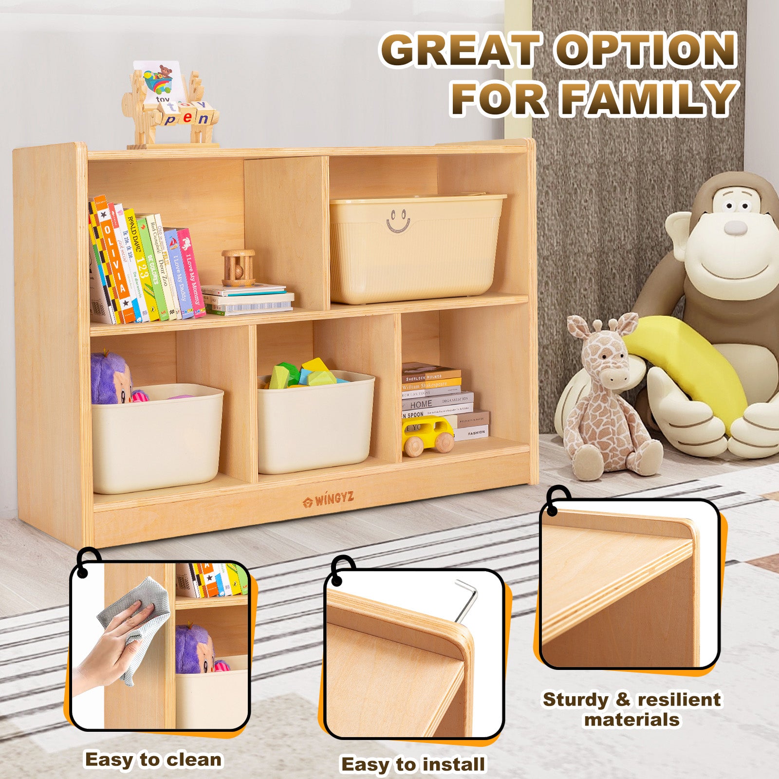WINGYZ 5-Section Wooden Cabinet - 35.4" L