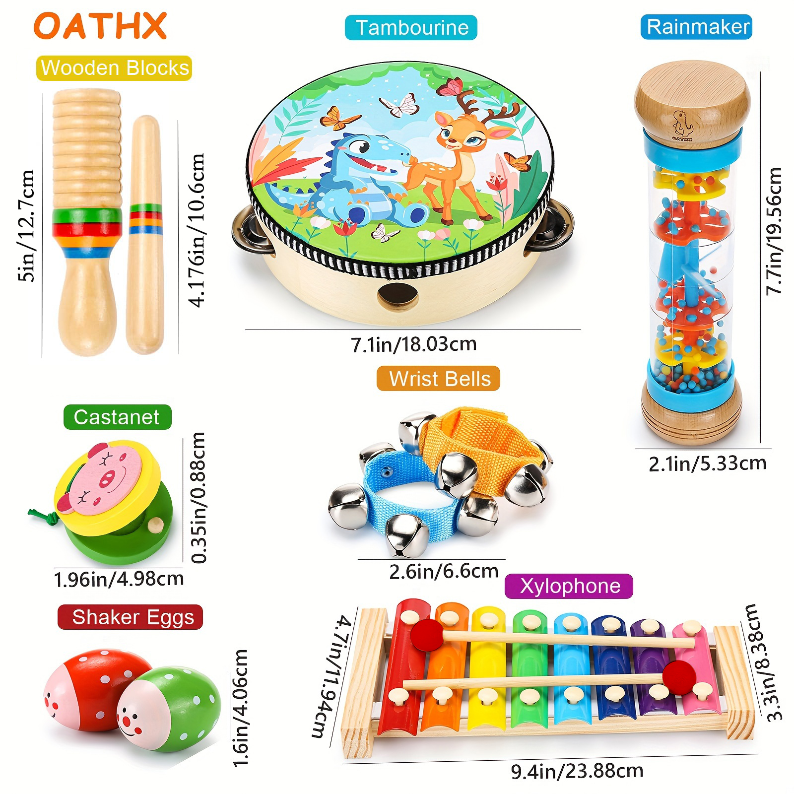 OATHX Educational Toys Percussion Xylophone Baby Music Kit Wood Musical Instruments for Toddler Toy