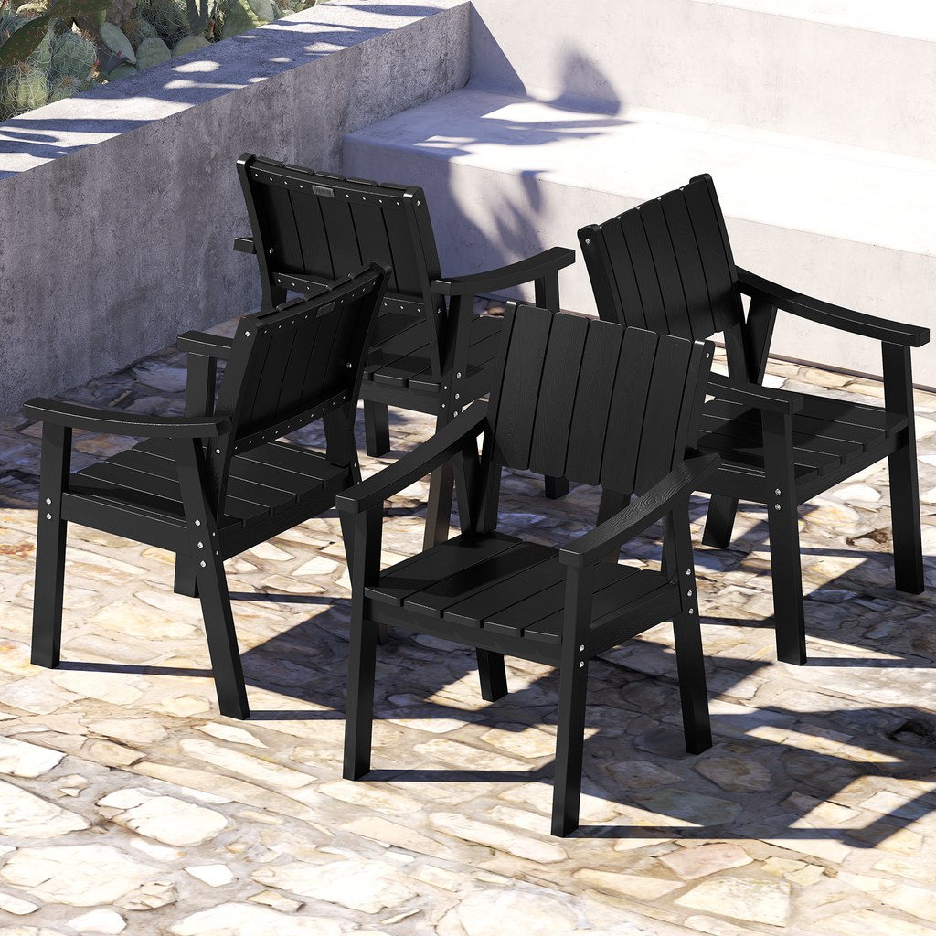 Wingyz Outside Dining Armchairs Set of 4 Patio Chairs for Outdoor Porch Lawn Garden Backyard, Black
