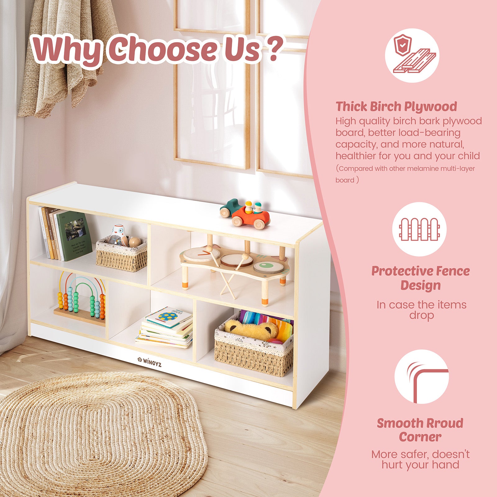 WINGYZ 5-Compartmen Toy Storage Organizer - White