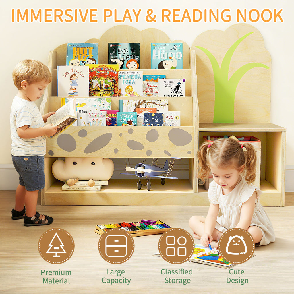 WINGYZ 4-in-1 Kids Bookcase with Cushioned Bench