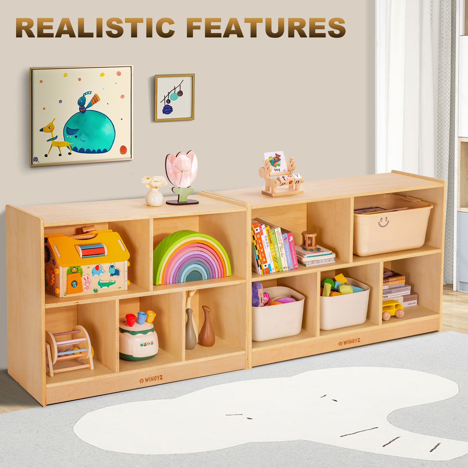 WINGYZ 5-Section Wooden Cabinet - 35.4" L