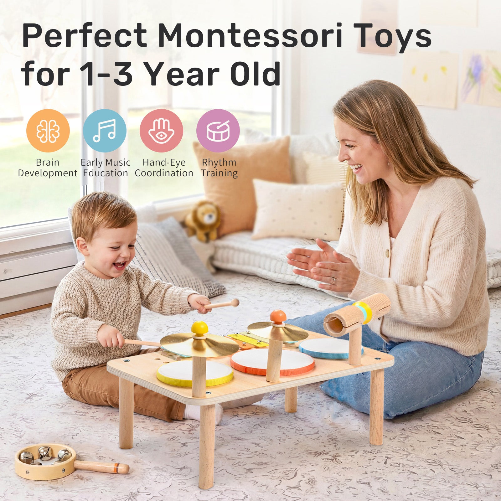 WINGYZ 9-in-1 Kids Wooden Drum Set