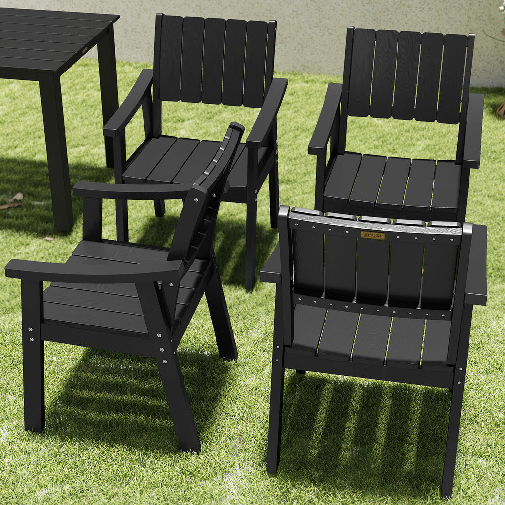 Wingyz Outside Dining Armchairs Set of 4 Patio Chairs for Outdoor Porch Lawn Garden Backyard, Black