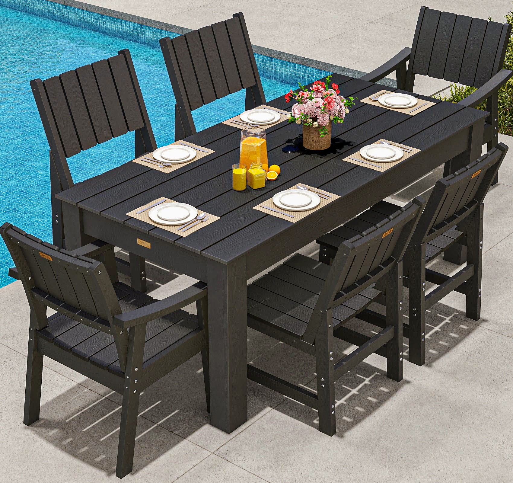 Wingyz 7 Piece Patio Dining Set,Dining Table Set for 6 with Chairs Outdoor Furniture for Lawn Garden