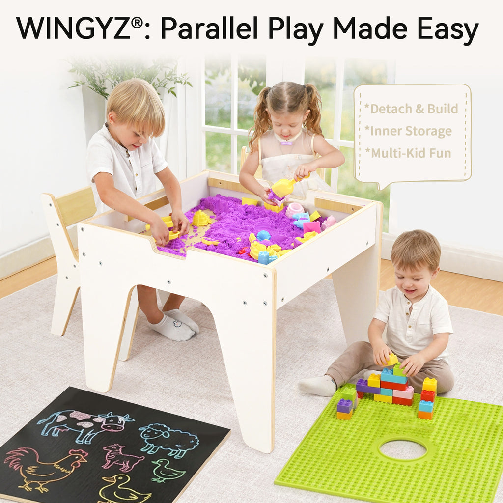 WINGYZ 4-in-1 Wooden Toddler Activity Table