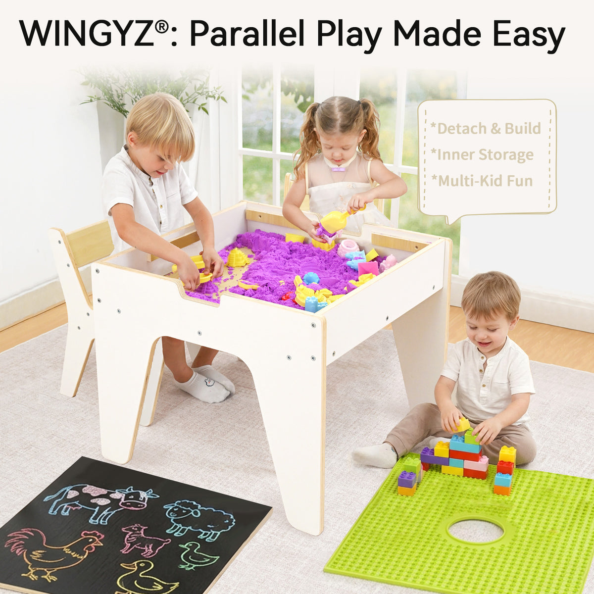 WINGYZ 4-in-1 Wooden Toddler Activity Table