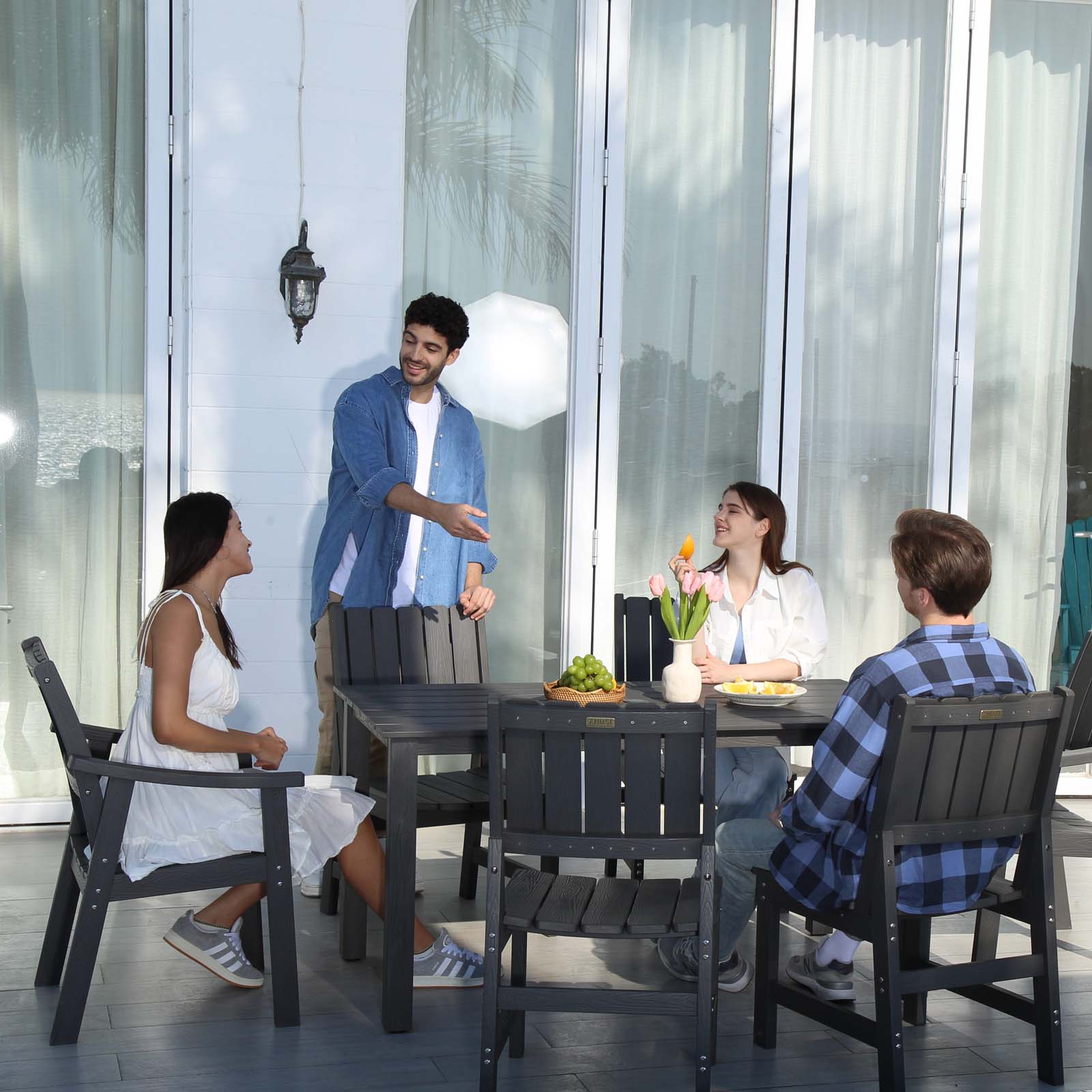 Wingzy 7 Piece Patio Dining Set,All Weather Outdoor Table and Chairs Furniture Set for Lawn Garden Backyard,Gray