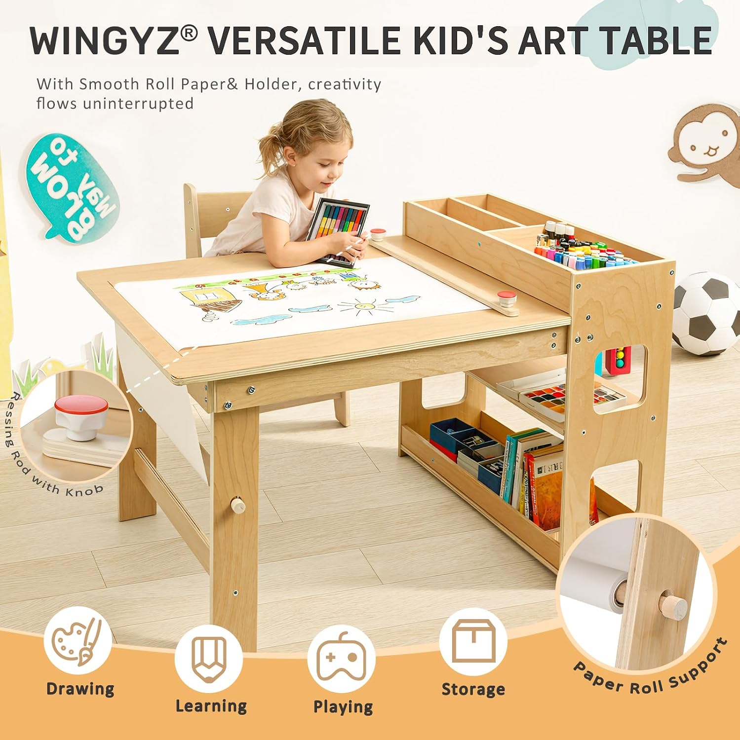 WINGYZ 5 in 1 Kids Art Table and Chairs