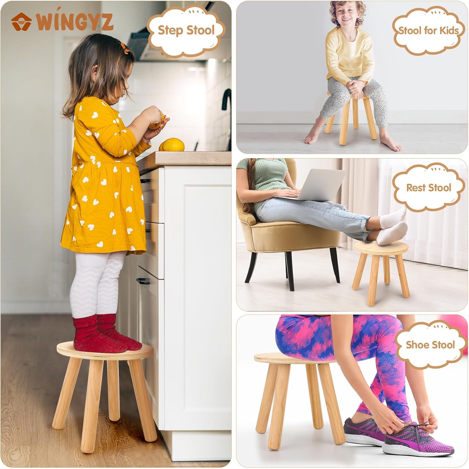 WINGYZ Wooden Step Stools（2 Pack）