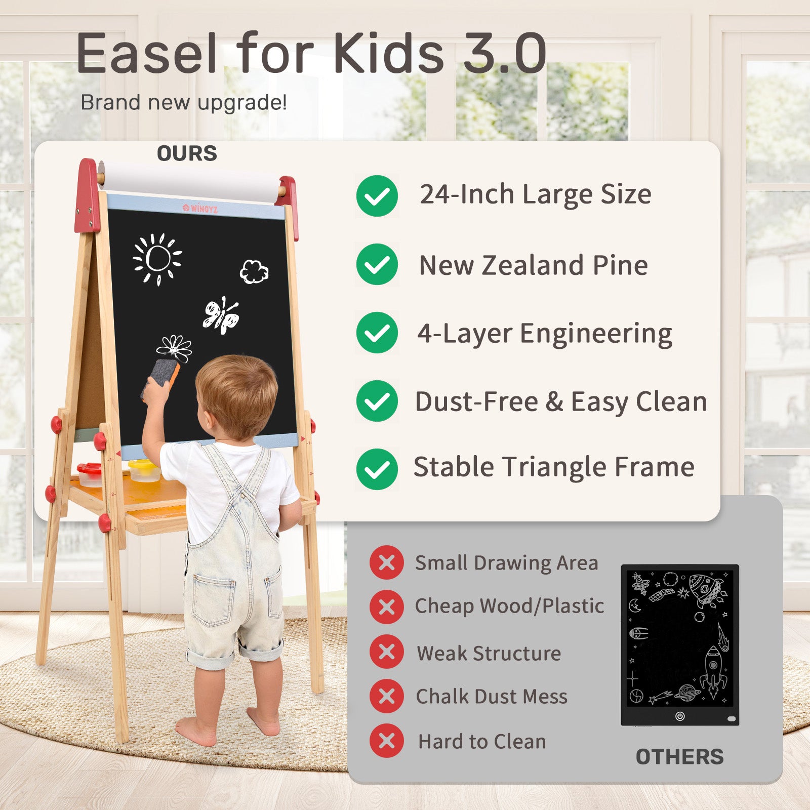 WINGYZ 3-in-1 Art Easel for Kids