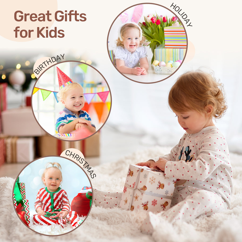 OATHX Kids Drum Set Montessori Musical Instruments Wooden Music Toys for Baby, Toddler Sensory Preschool Drum Kit, Birthday Gifts for Boys Girls