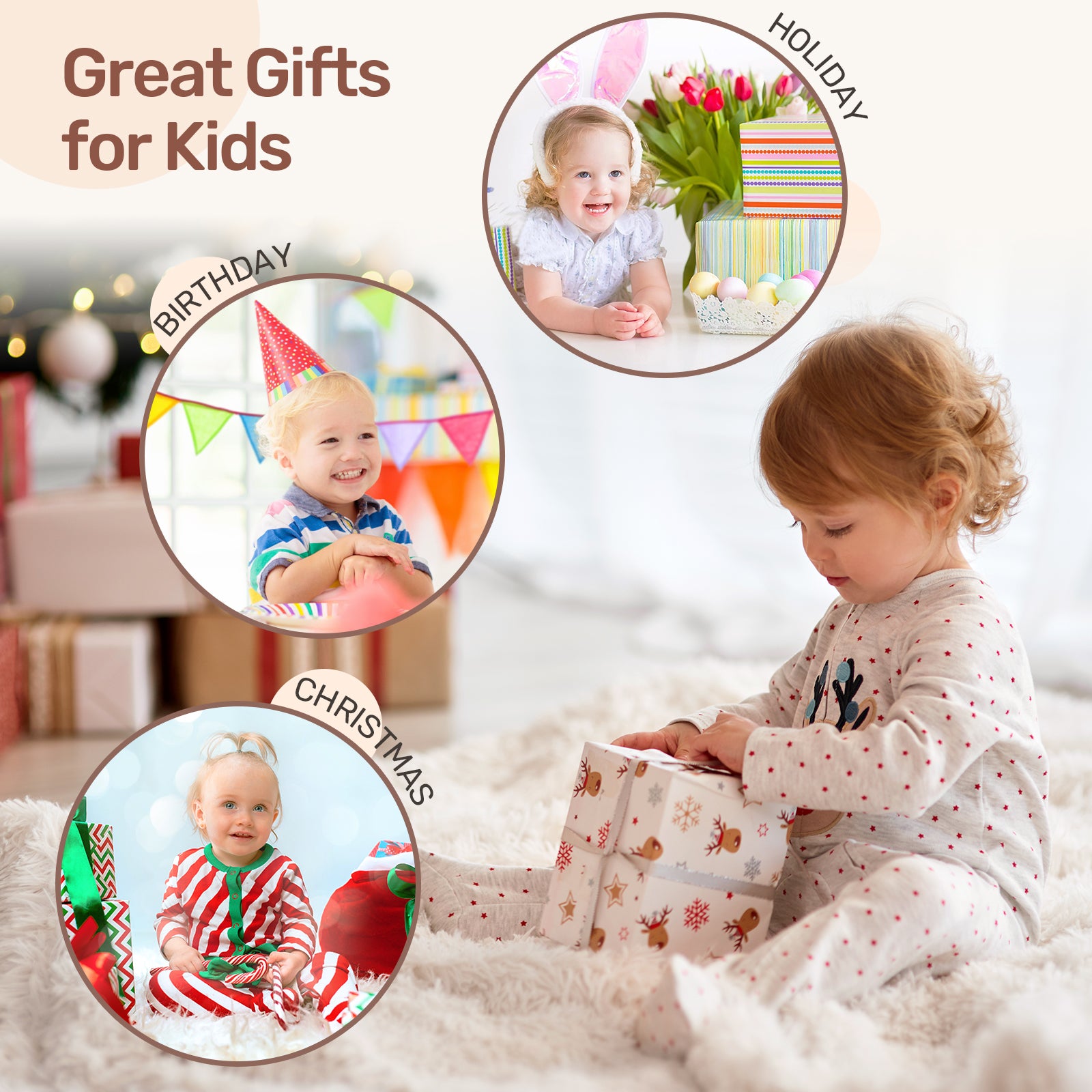 OATHX Kids Drum Set Montessori Musical Instruments Wooden Music Toys for Baby, Toddler Sensory Preschool Drum Kit, Birthday Gifts for Boys Girls