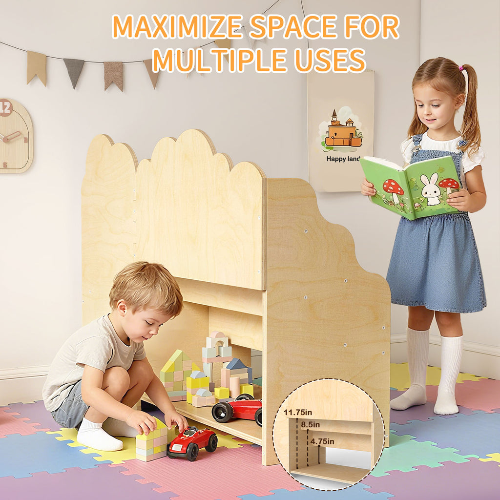 WINGYZ 4-in-1 Kids Bookcase with Cushioned Bench