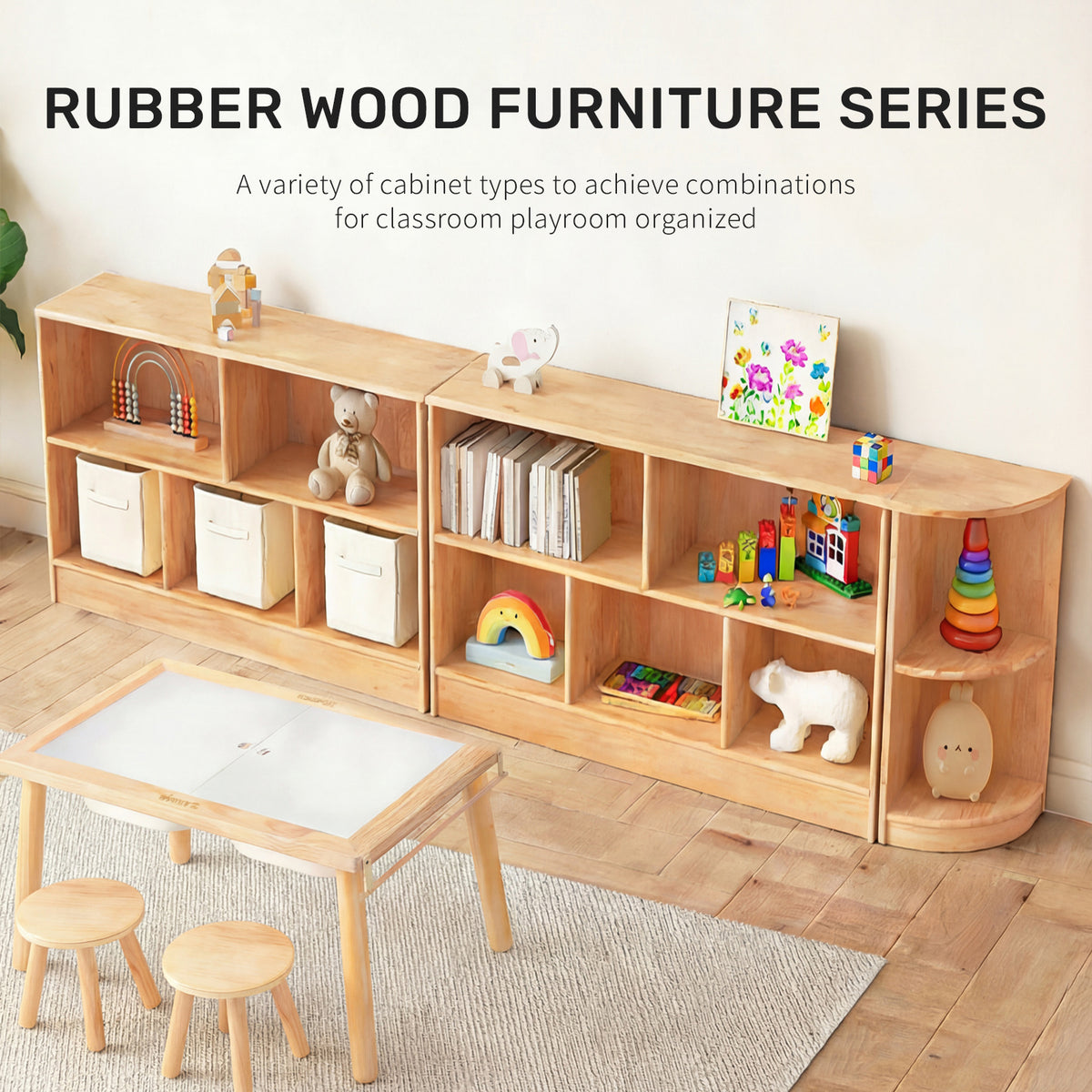 WINGYZ Rubber Wood Montessori Bookshelf - 35.4" L