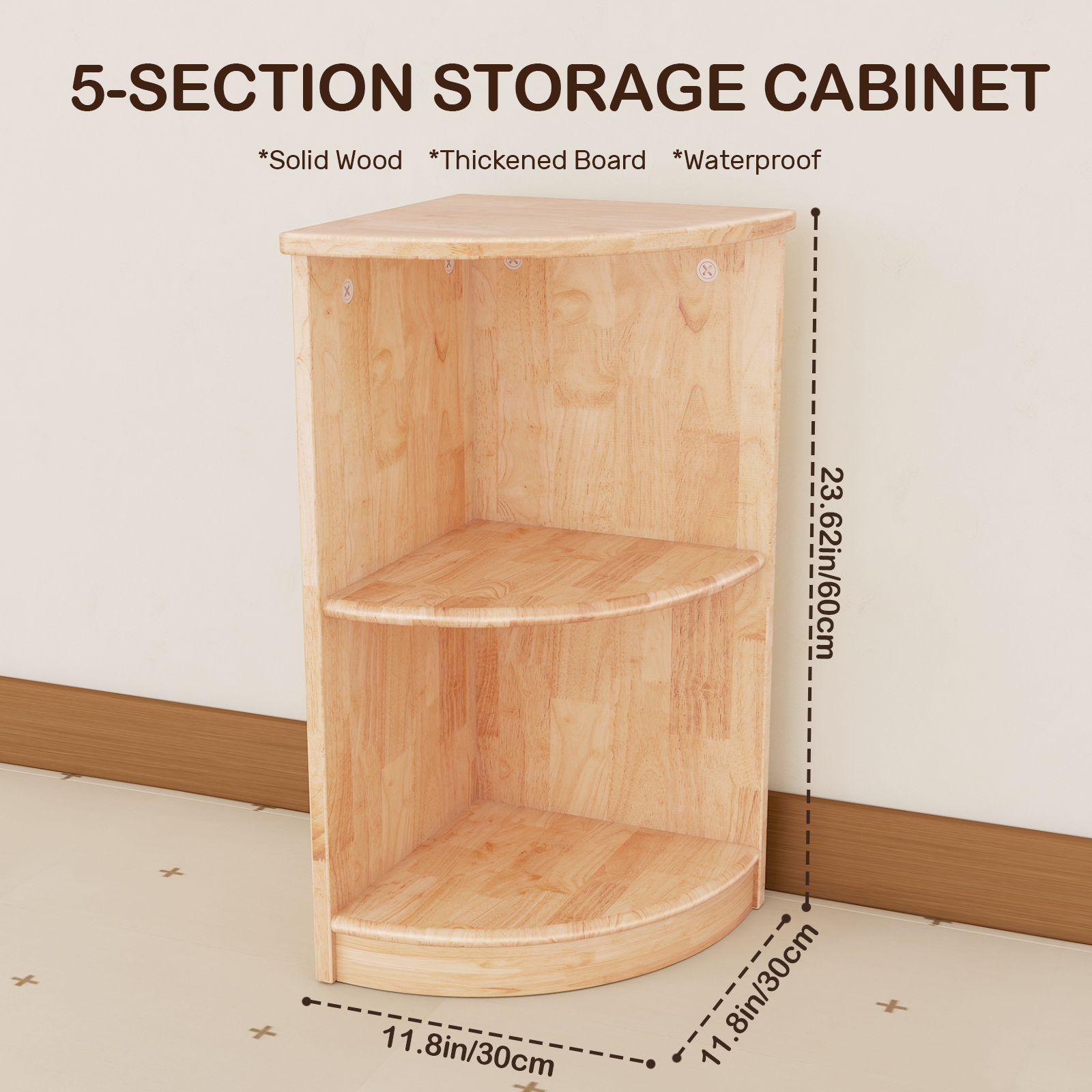 Sweet Time Rubber Wood Corner Cabinet, 2-Tier Toy Organizers and Storage, Triangular Montessori Shelf for Kids Room, Playroom, Nursery, Classroom, Kindergarten