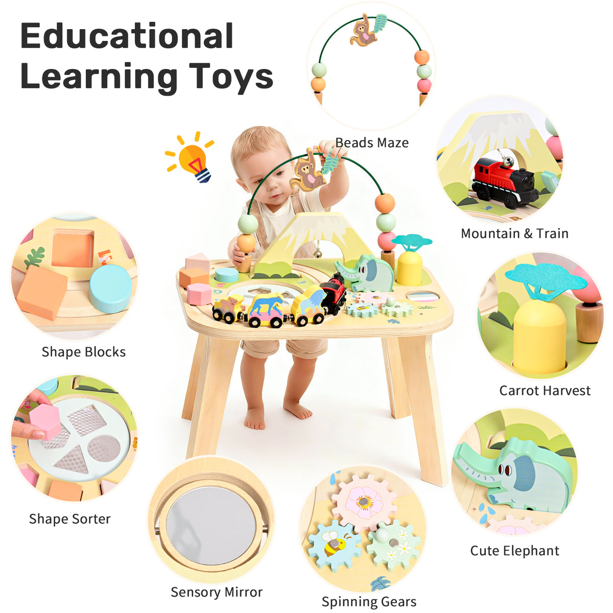 WINGYZ 9-in-1 Morandi-Colored Activity Table