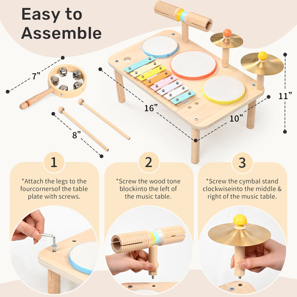 WINGYZ 9-in-1 Kids Wooden Drum Set