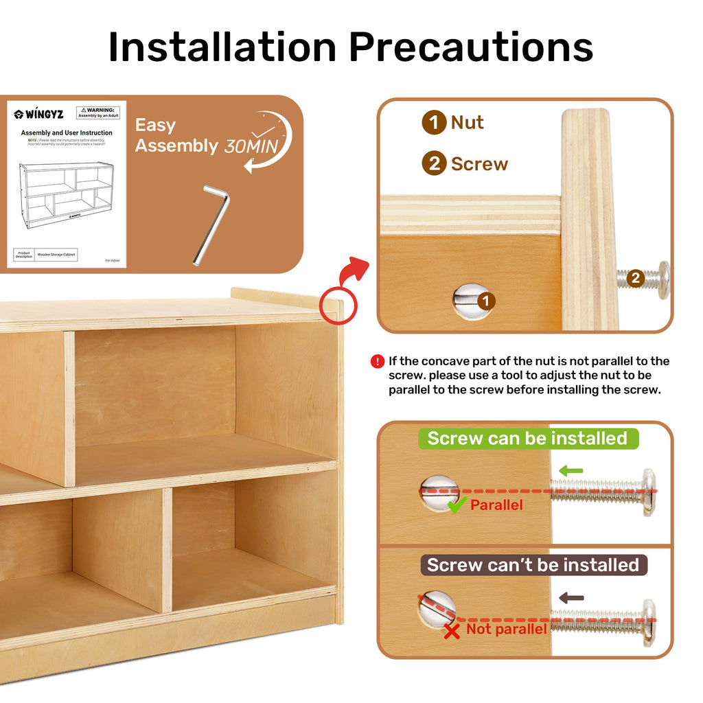 WINGYZ 5-Section Wooden Bookshelf