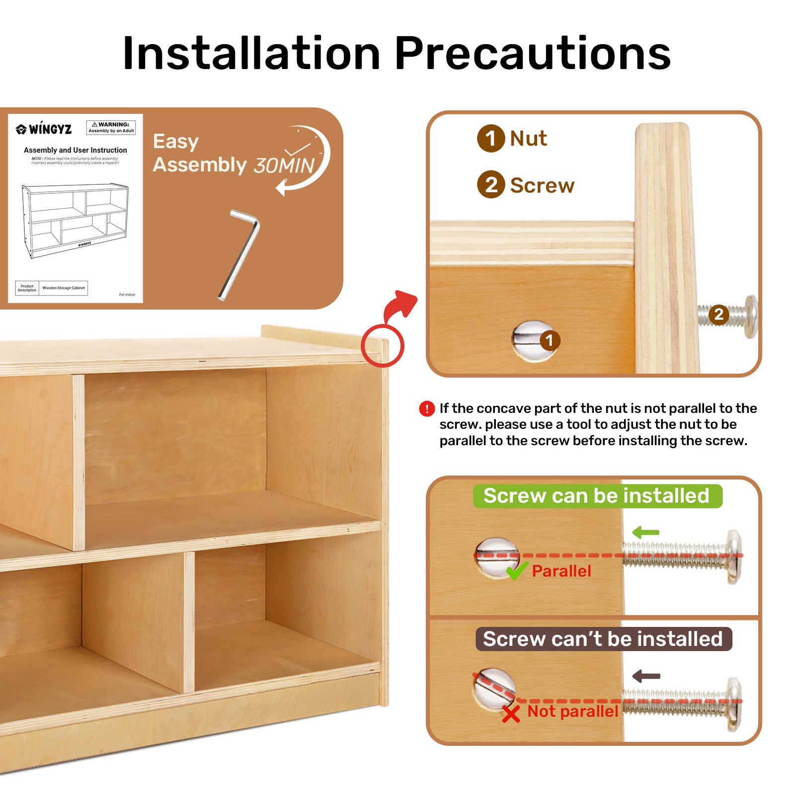 WINGYZ 5-Section Wooden Bookshelf