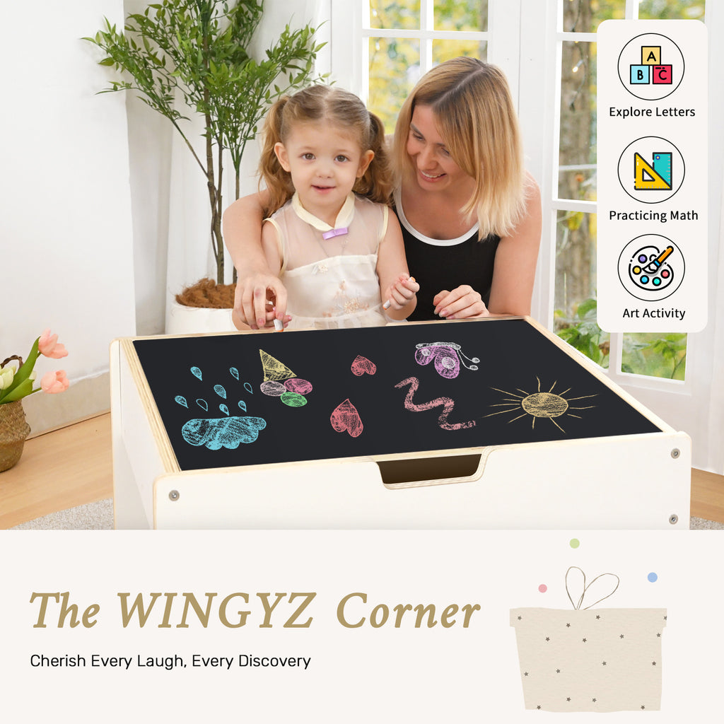 WINGYZ 4-in-1 Wooden Toddler Activity Table