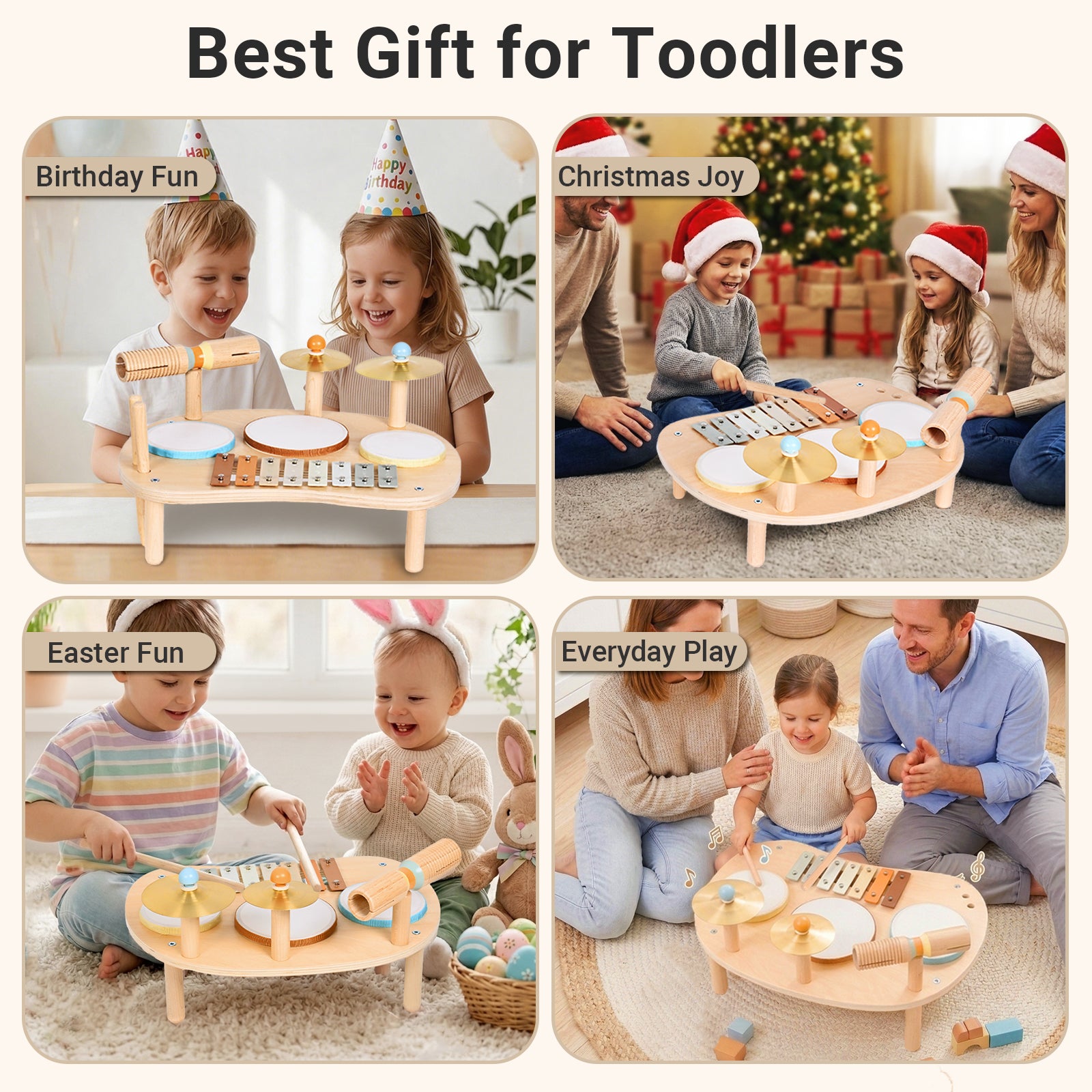OATHX Toy Drum Xylophone Baby Music Toy Montessori Drum Set Musical Instruments for Toddler and Preschool Toys