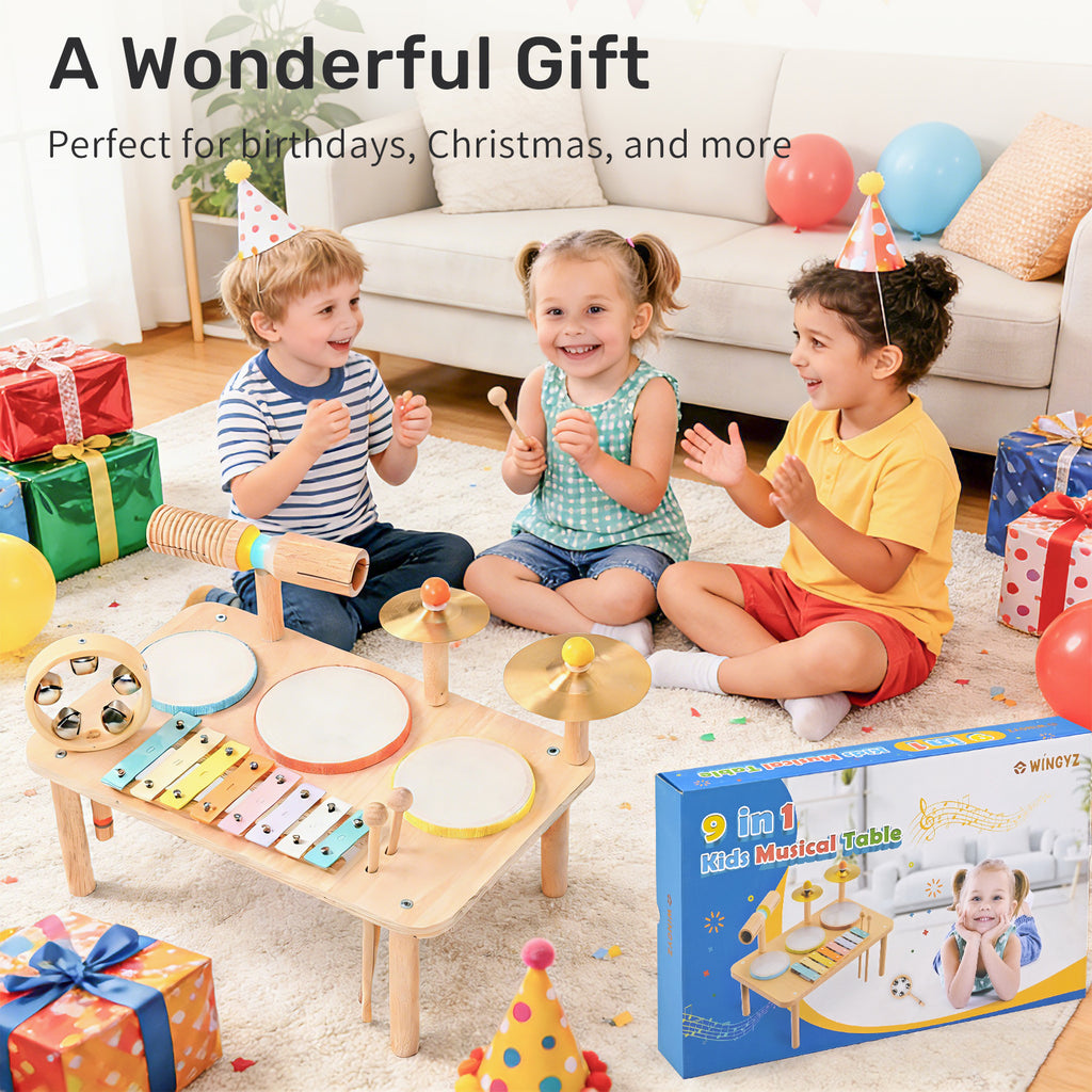 WINGYZ 9-in-1 Kids Wooden Drum Set