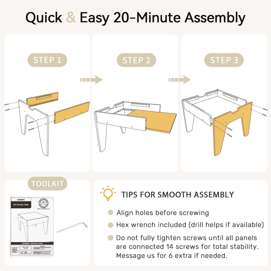 WINGYZ 4-in-1 Wooden Toddler Activity Table
