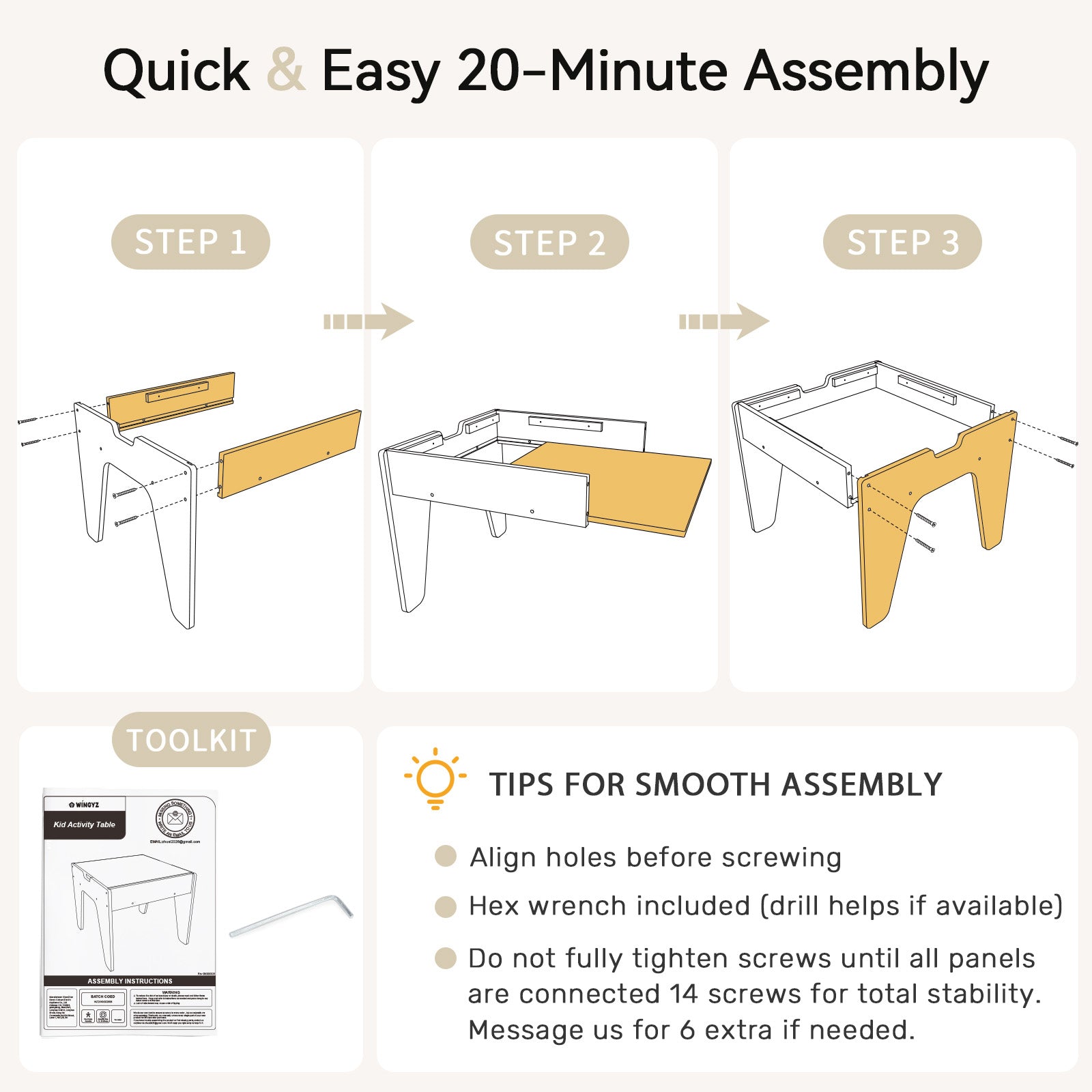 WINGYZ 4-in-1 Wooden Toddler Activity Table