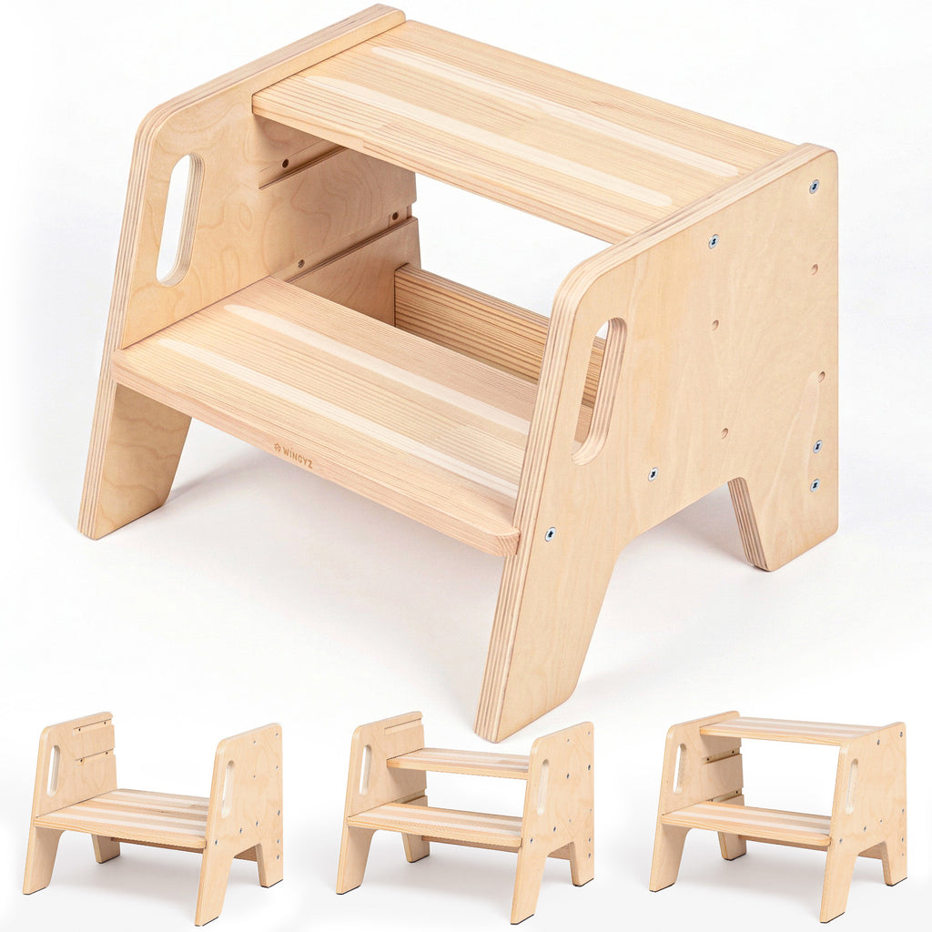 WINGYZ 3-Height Adjustable Wooden Step Stool